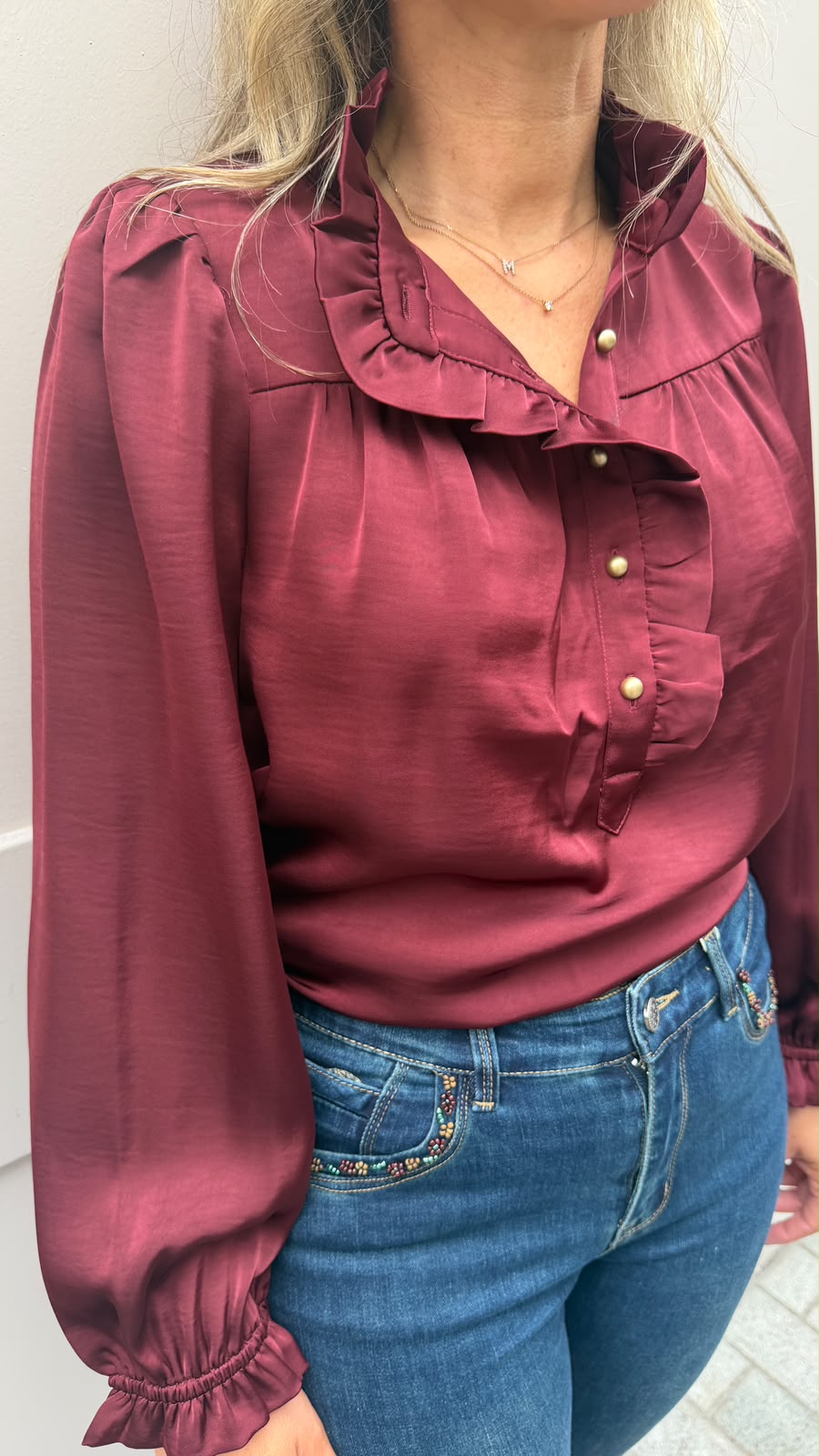 Becca Burgundy Blouse - Lily's Boutique