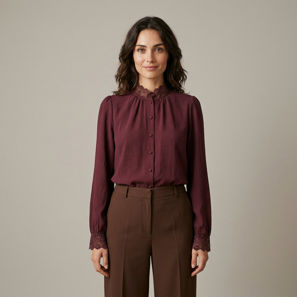 Frances Burgundy Blouse