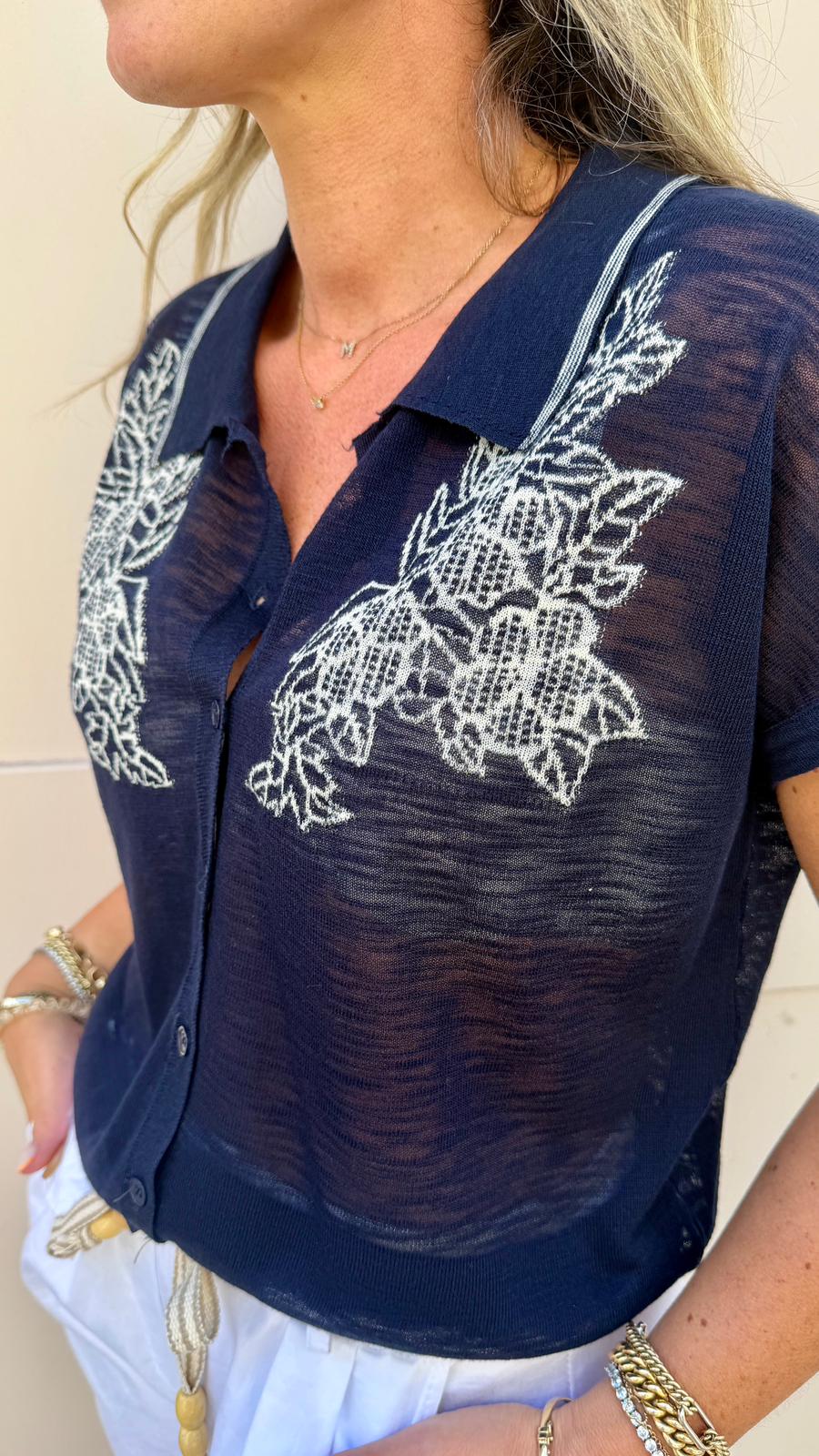 Rose Navy Top