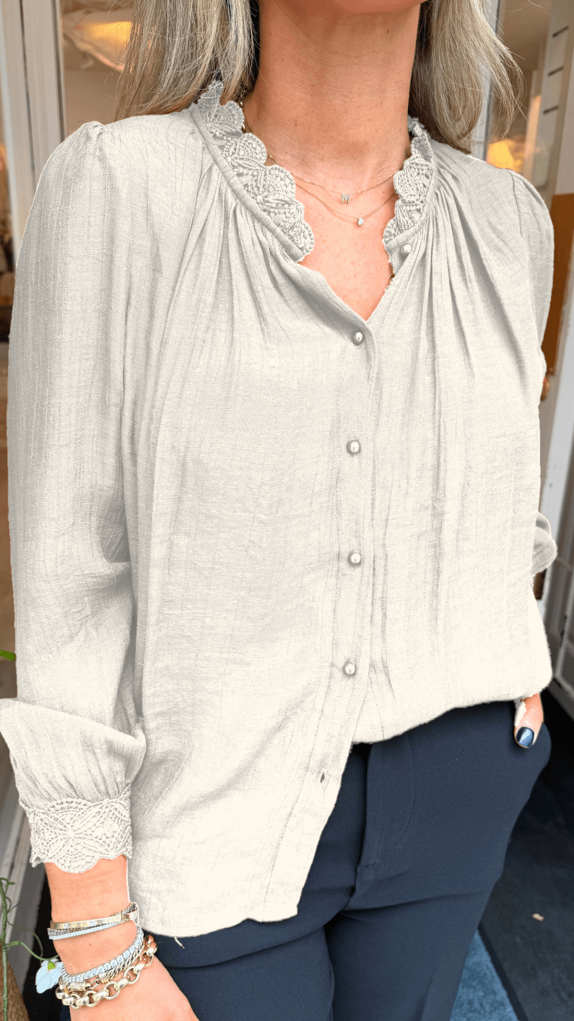 Natalia White Blouse - Lily's Boutique