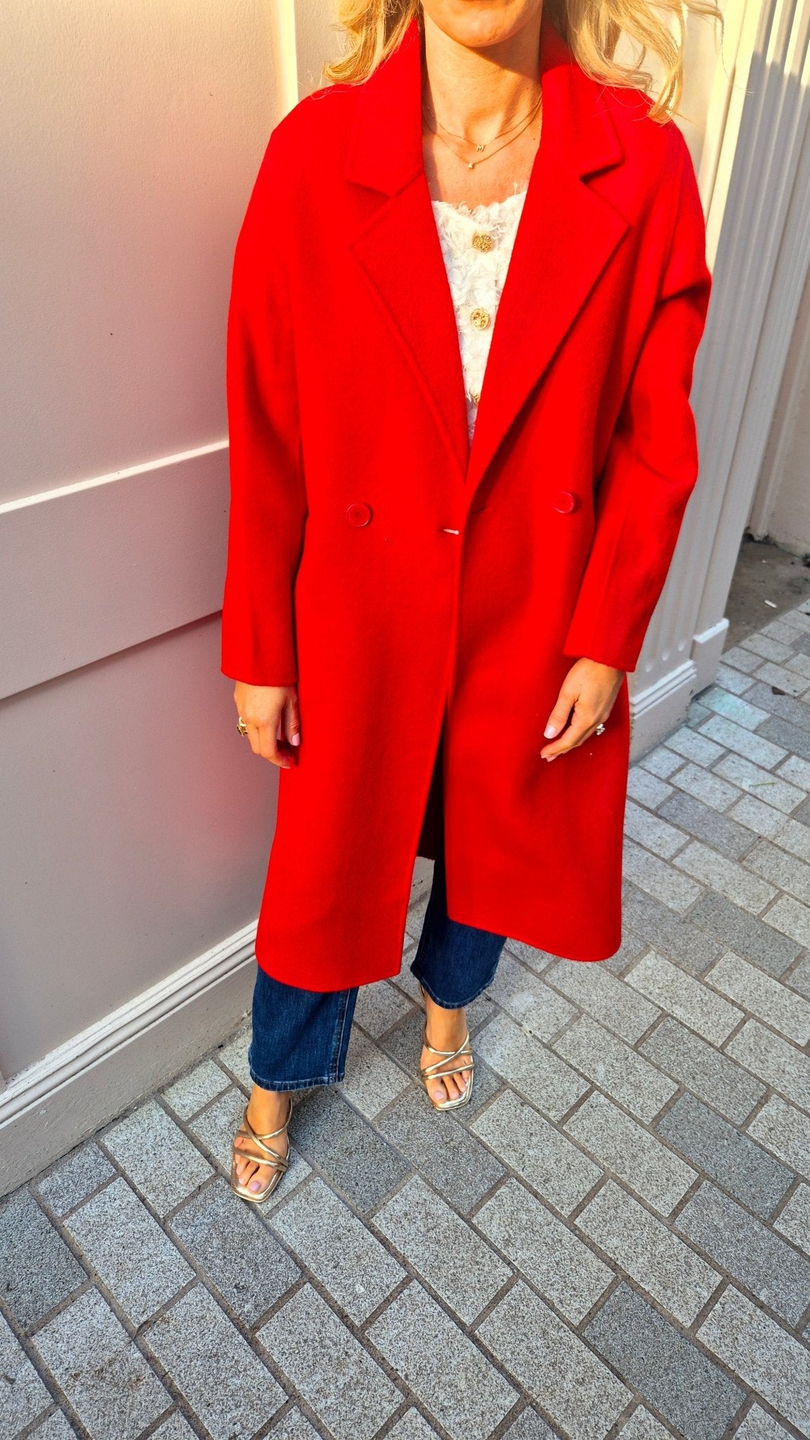 Polly Red Wool Coat - Lily's Boutique