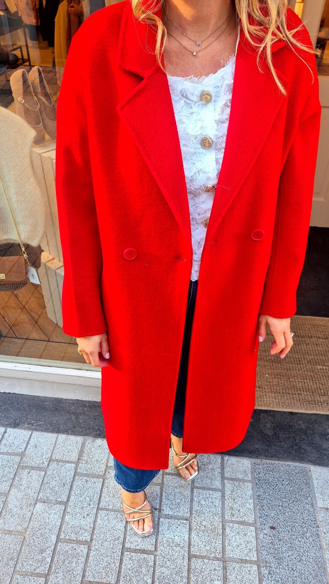 Polly Red Wool Coat - Lily's Boutique
