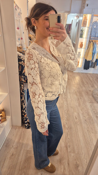 Aster White Cardi