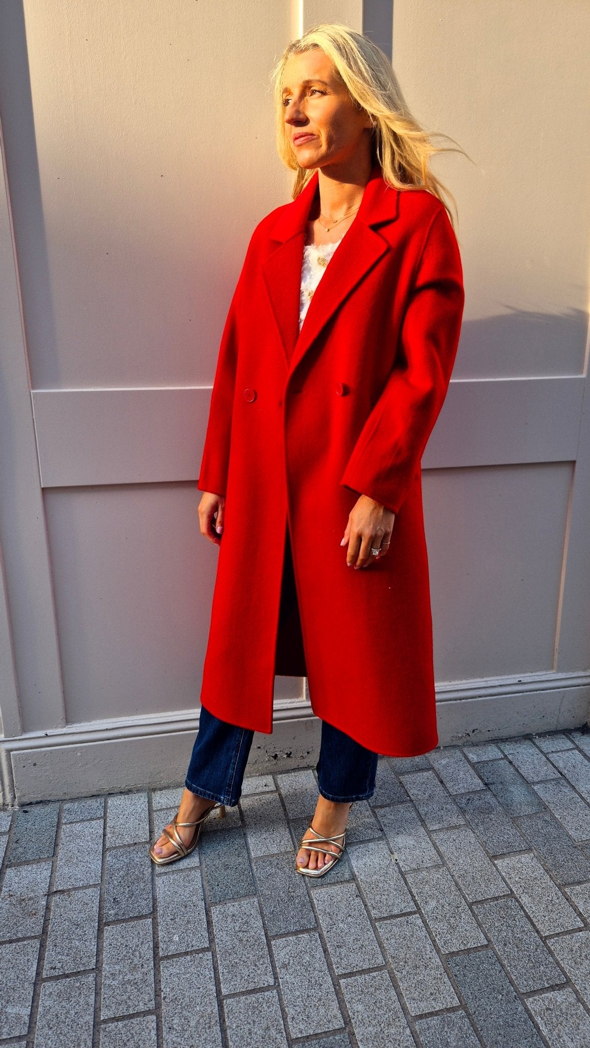Polly Red Wool Coat - Lily's Boutique