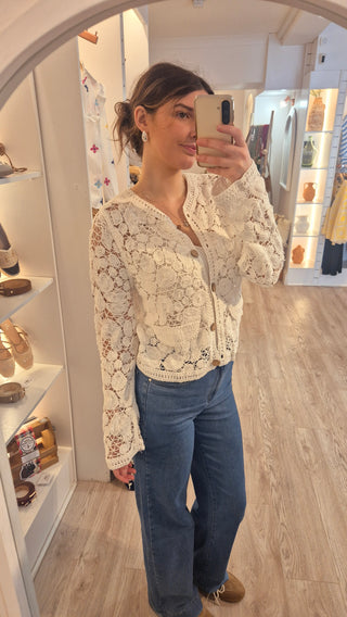 Aster White Cardi