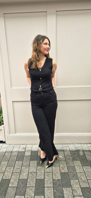 Bella Black Vest Top