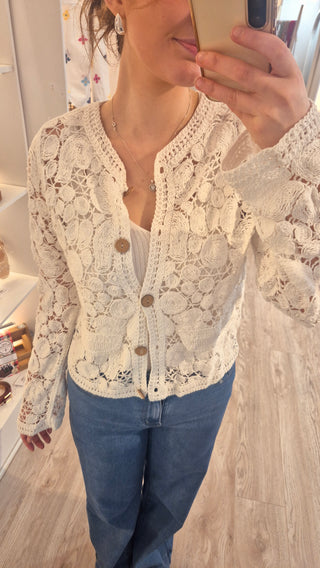 Aster White Cardi
