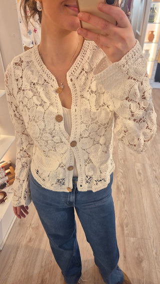 Aster White Cardi