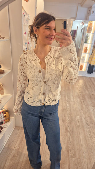 Aster White Cardi