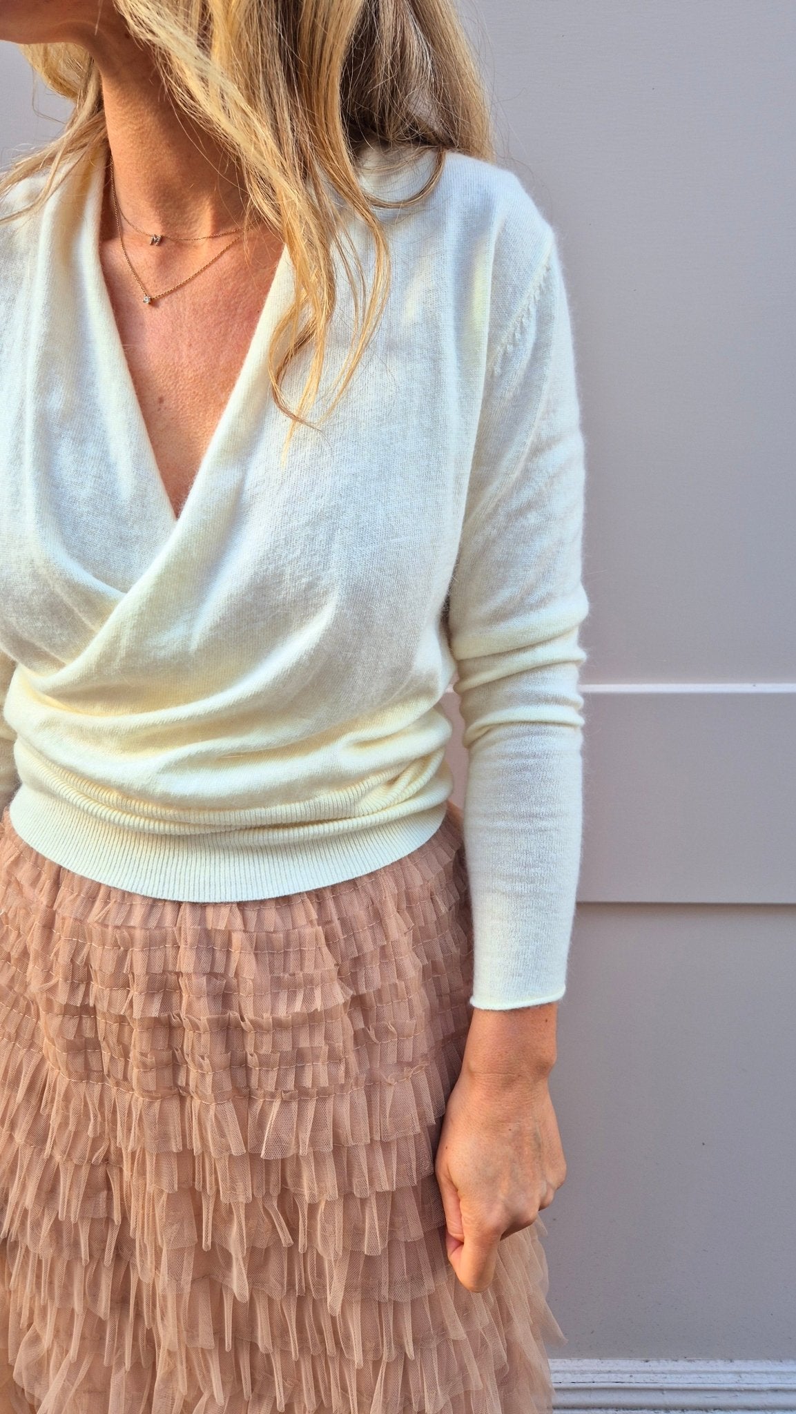 Juliet Cream Wrap Jumper - Lily's Boutique