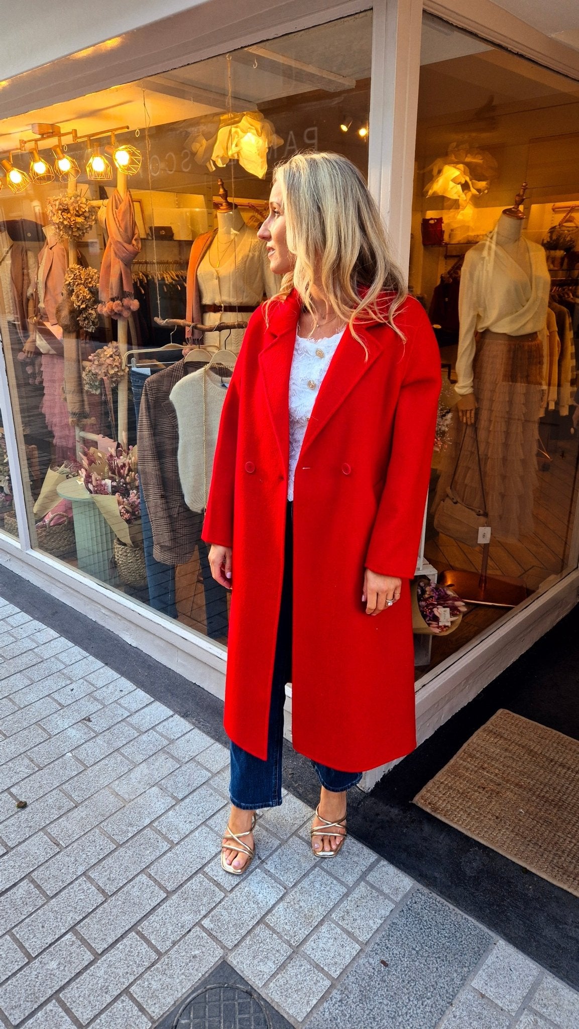 Polly Red Wool Coat - Lily's Boutique