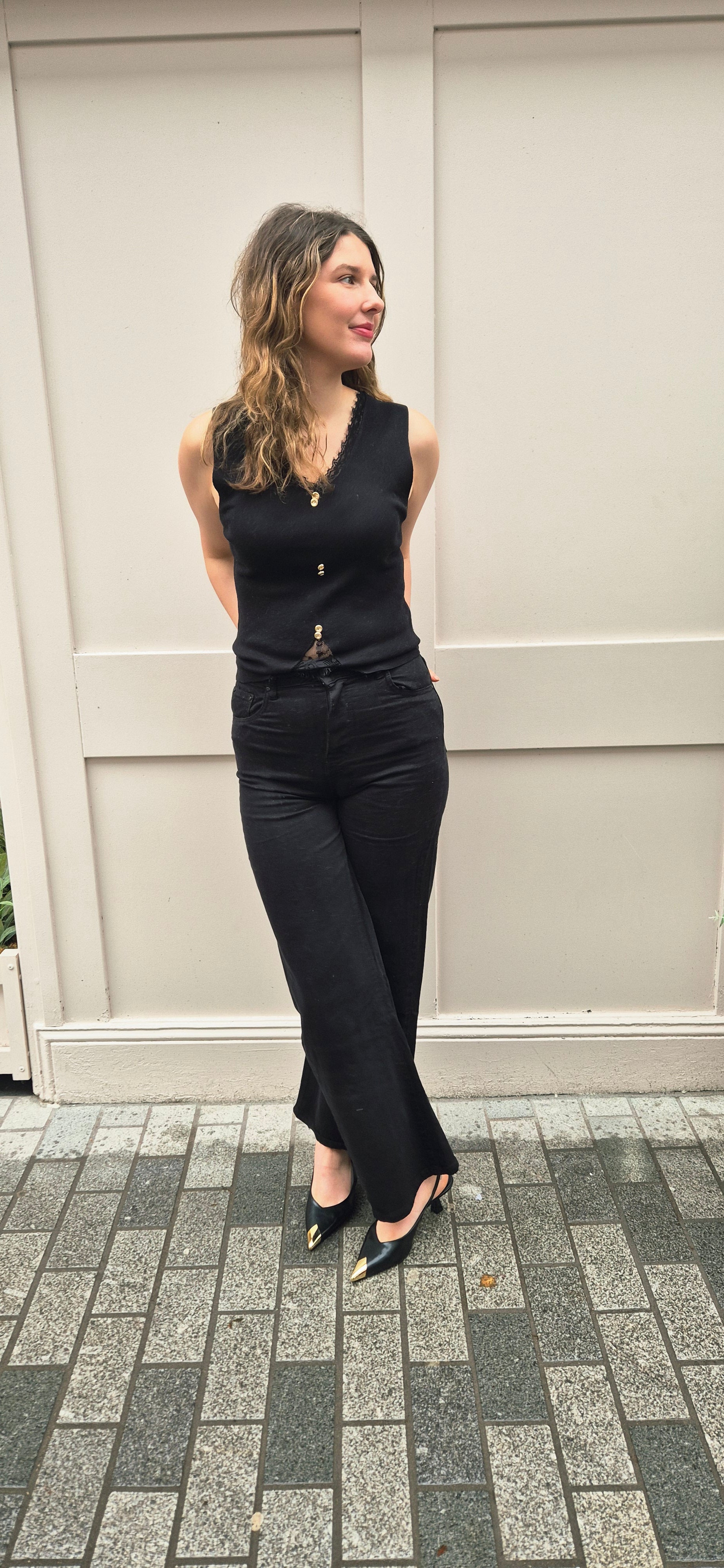 Bella Black Vest Top