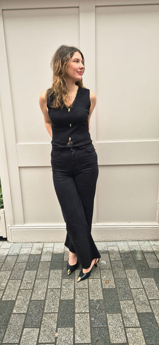 Bella Black Vest Top