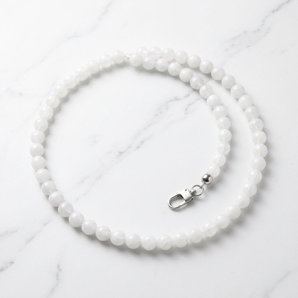Mobile Phone Strap in White Pearl