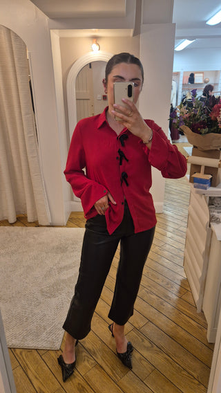 Bow Red Blouse