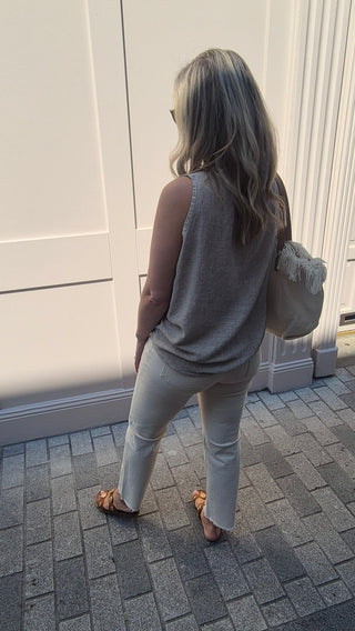 Josie Linen Blended Top Beige