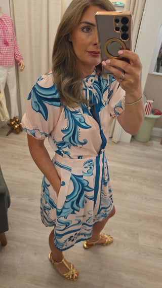 Laura Pink/ Blue Blouse
