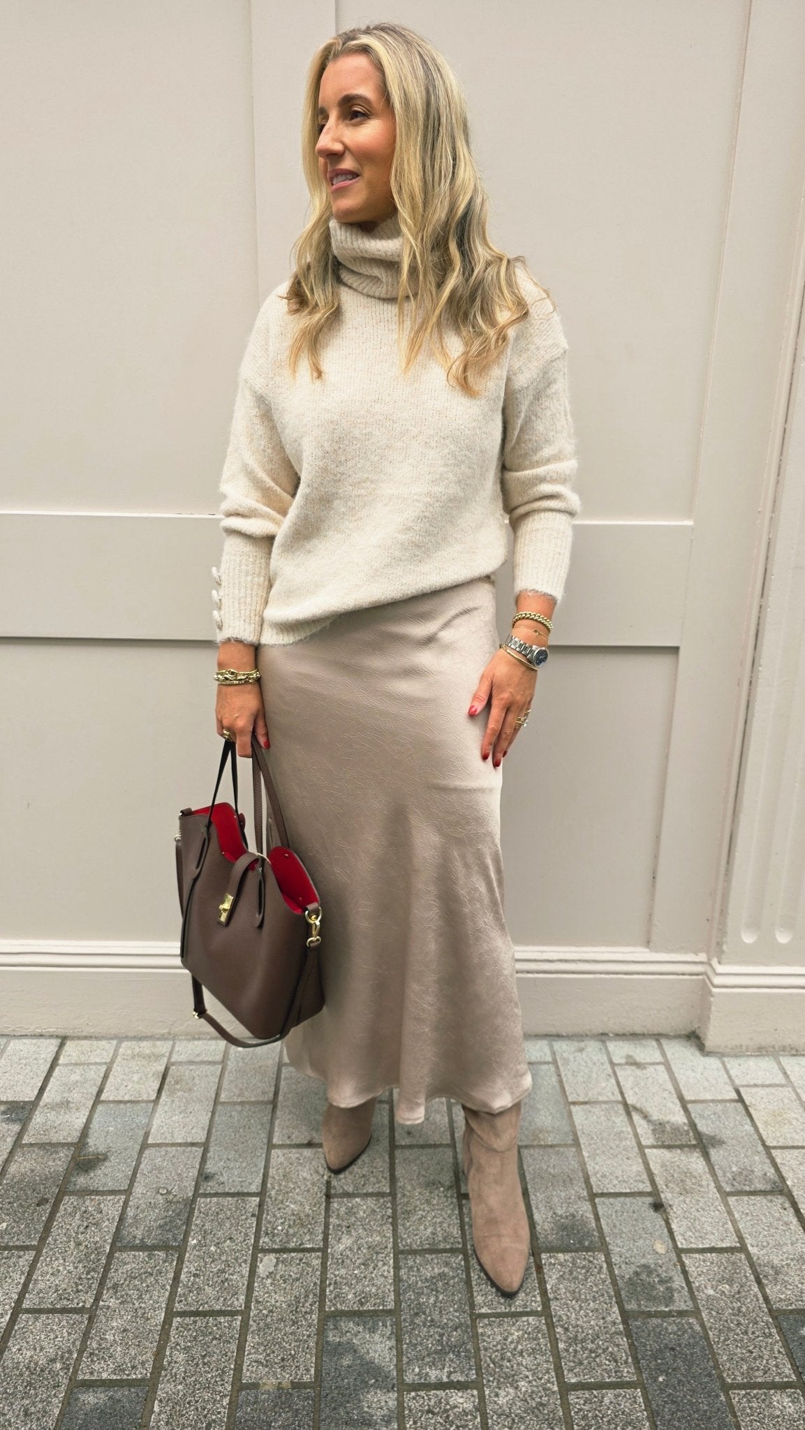 Harper Dark Beige Skirt - Lily's Boutique