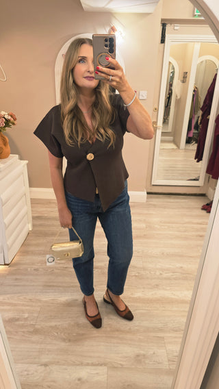 Anna Vest Cardi Chocolate Brown