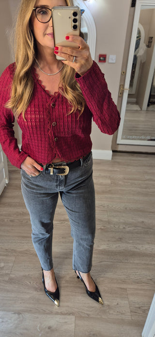 Monica  Burgundy Cardi