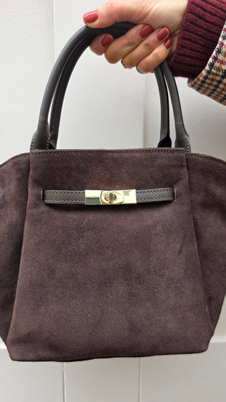 Francesca Suede Bag Dark Maroon