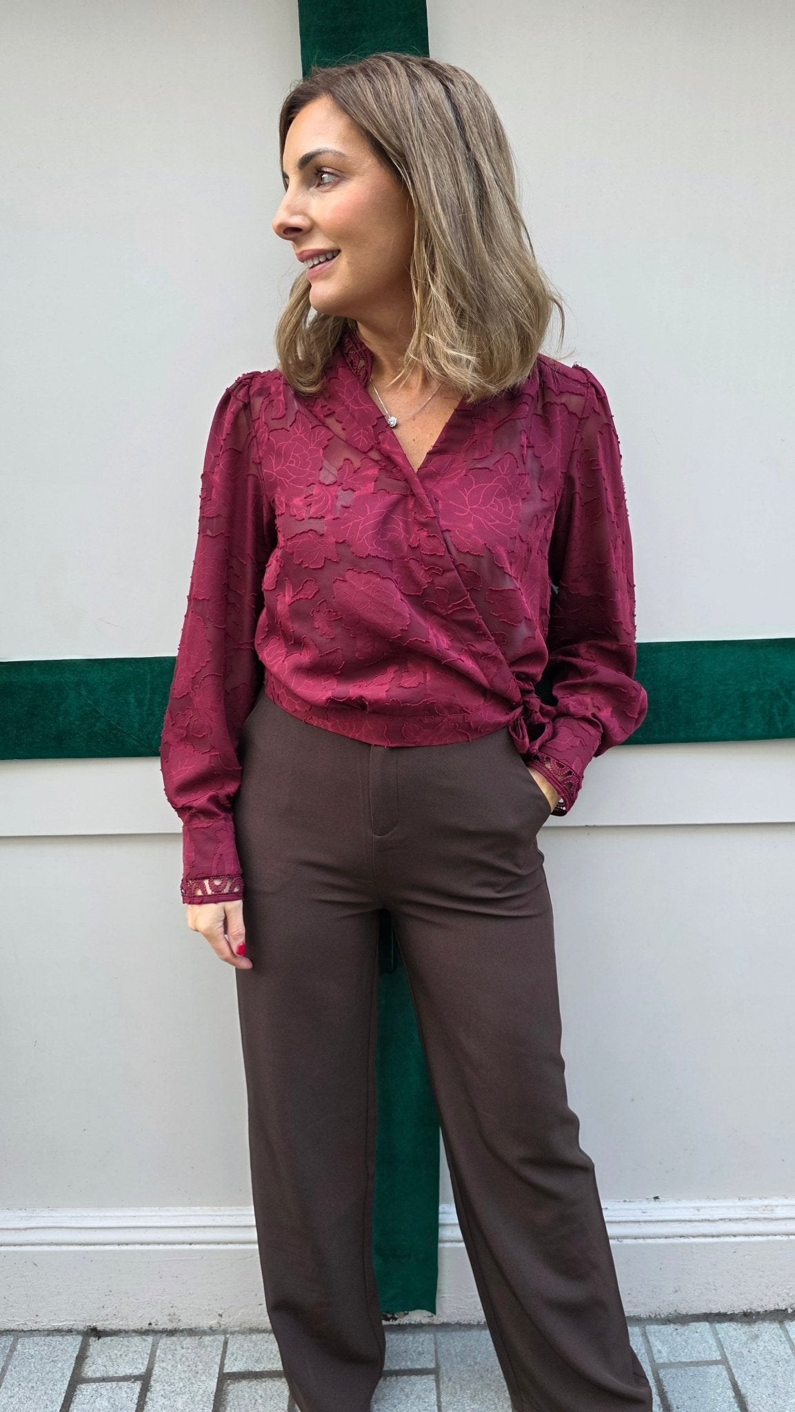 Bella Burgundy Blouse - Lily's Boutique