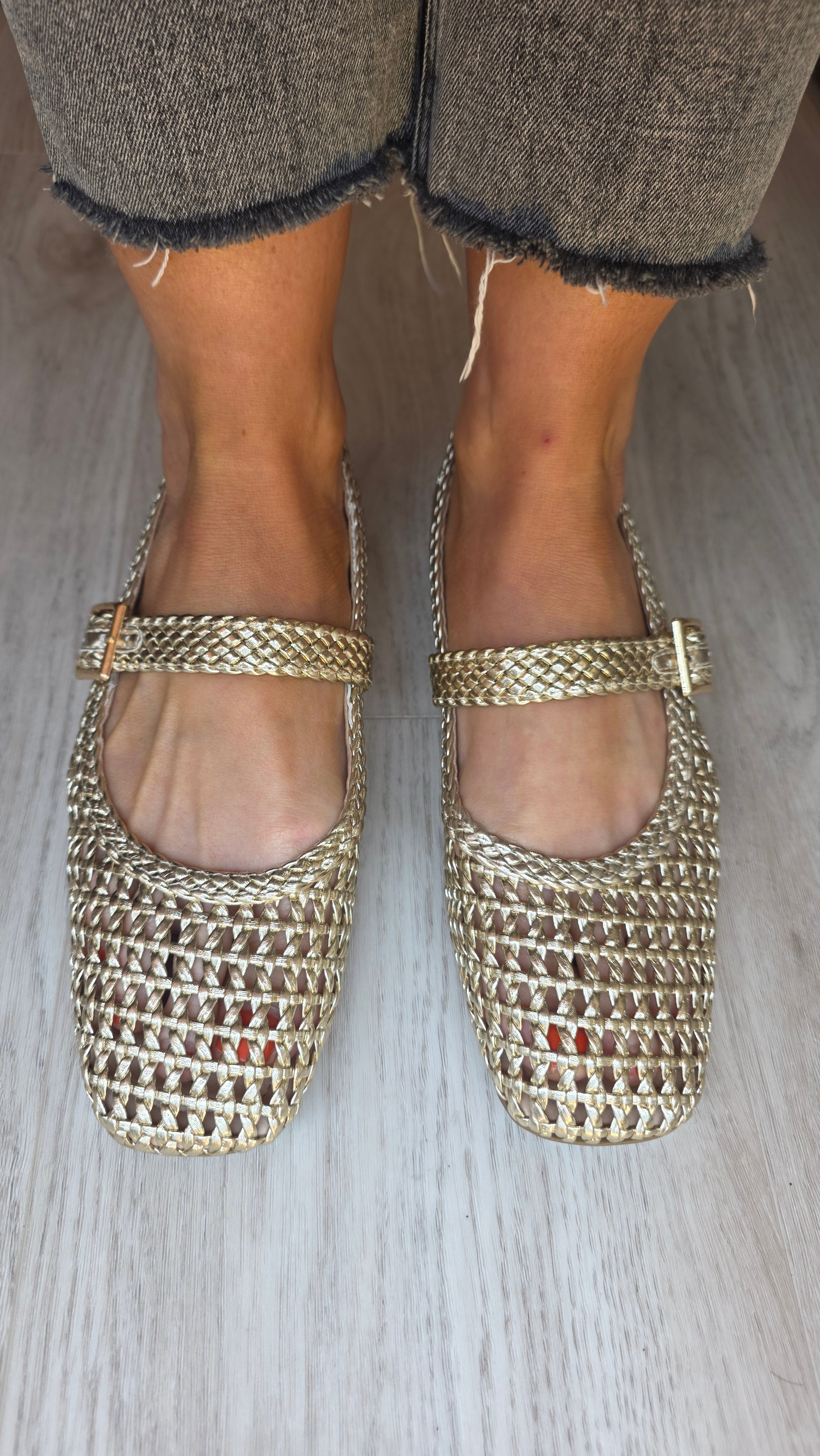 Iris Gold Ballerina Pumps