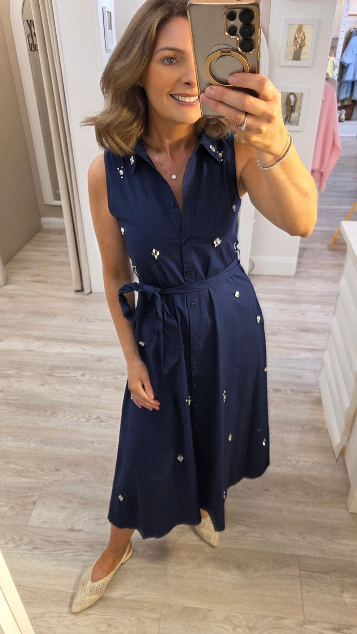 Elena Navy Dress - Lily's Boutique