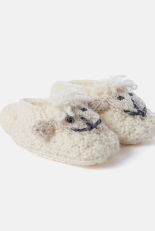 Shepley Baby Aran Wool Booties- Cream: ONE SIZE