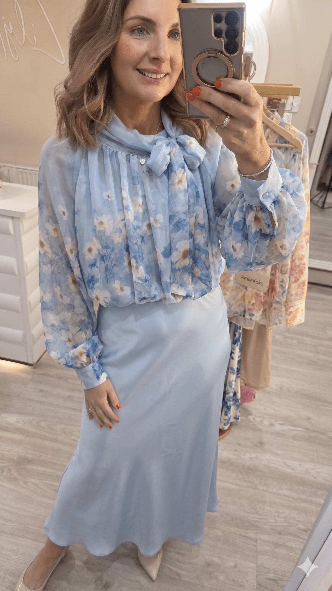 Ava Blue Silk Skirt - Lily's Boutique