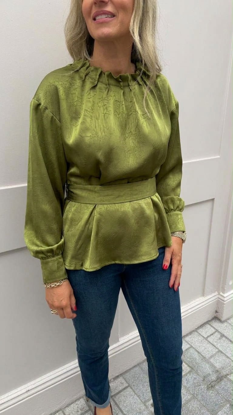 Edel Olive Blouse - Lily's Boutique