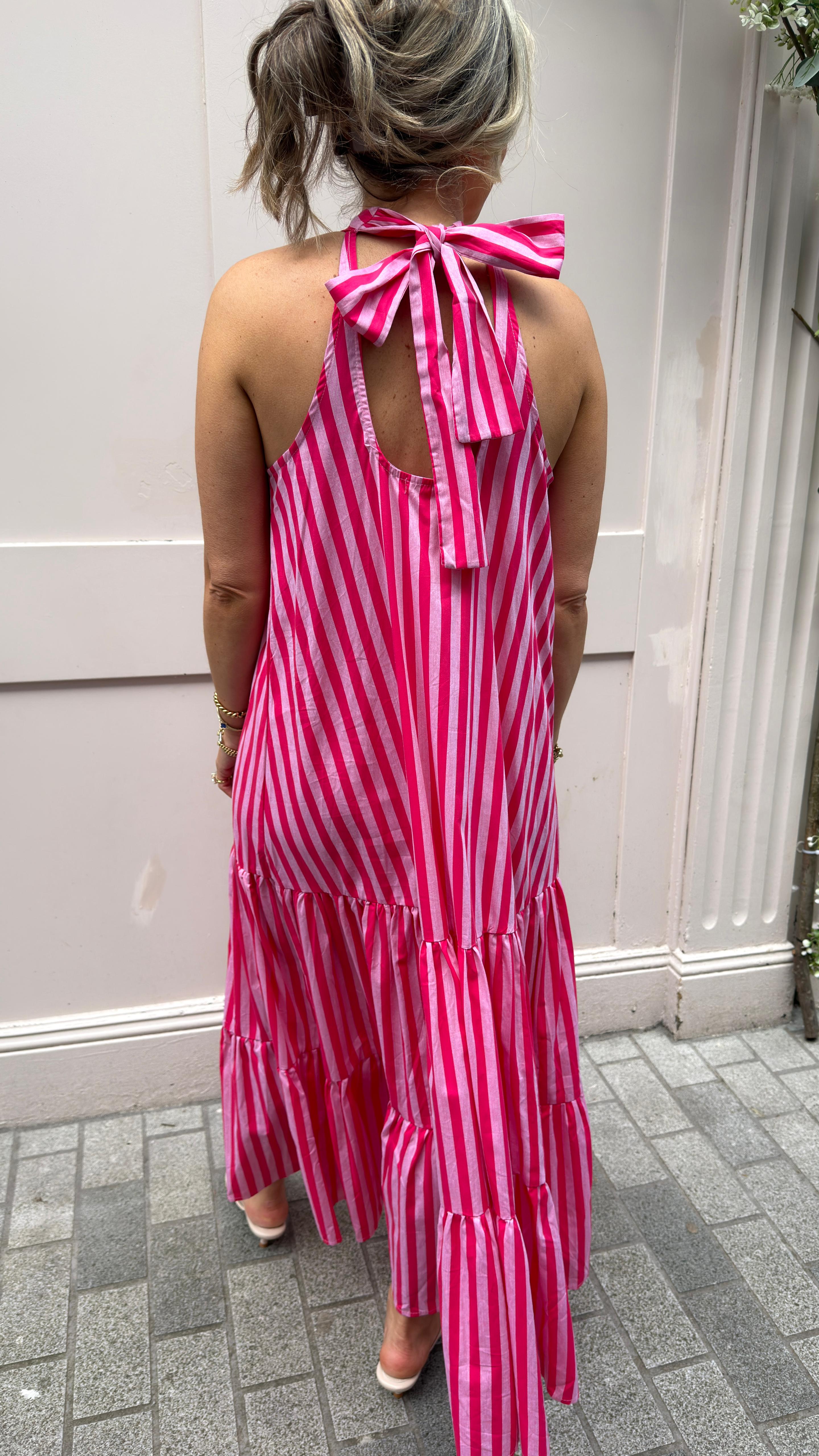 Heidi Pink Stripe Dress