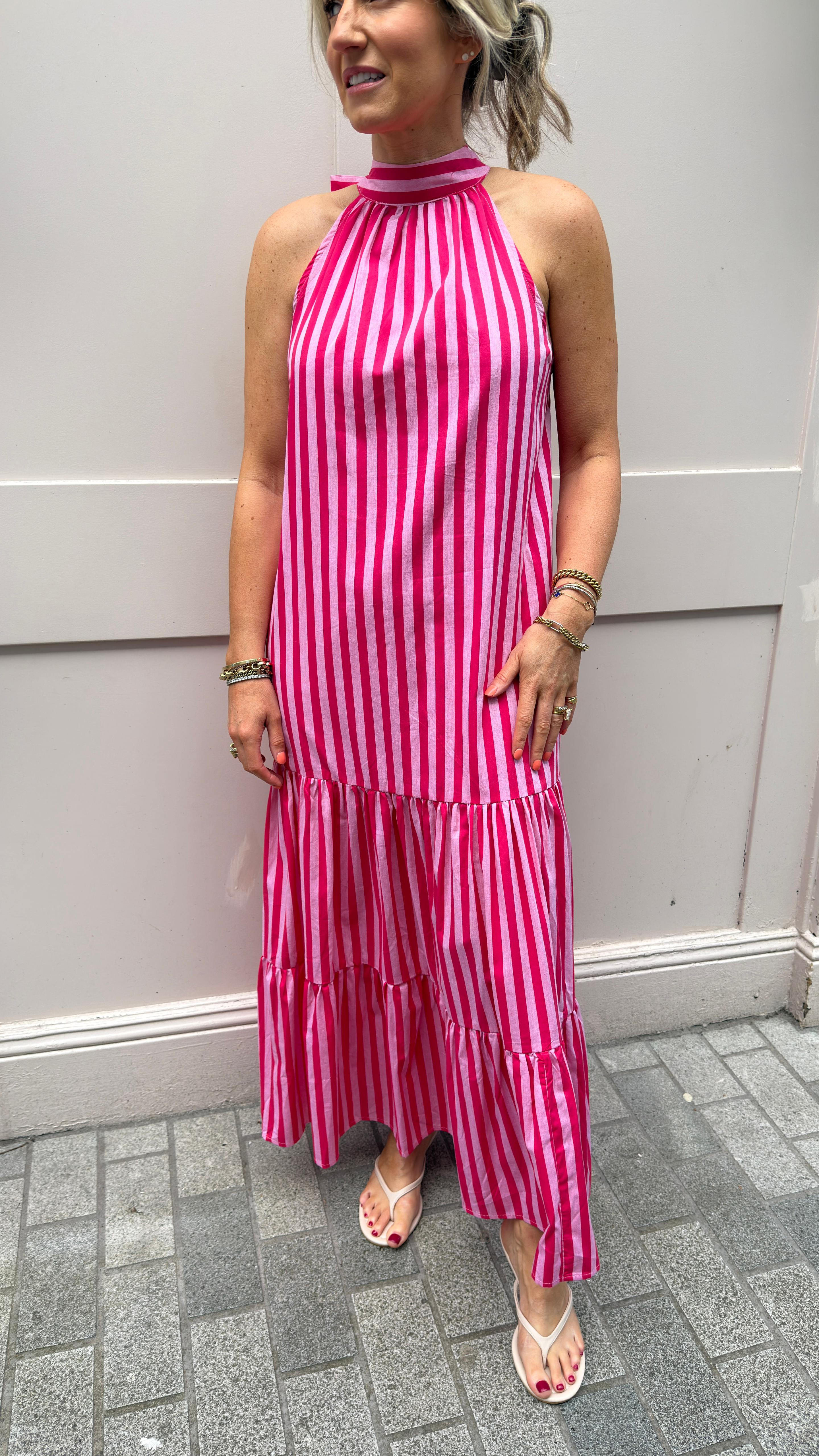 Heidi Pink Stripe Dress