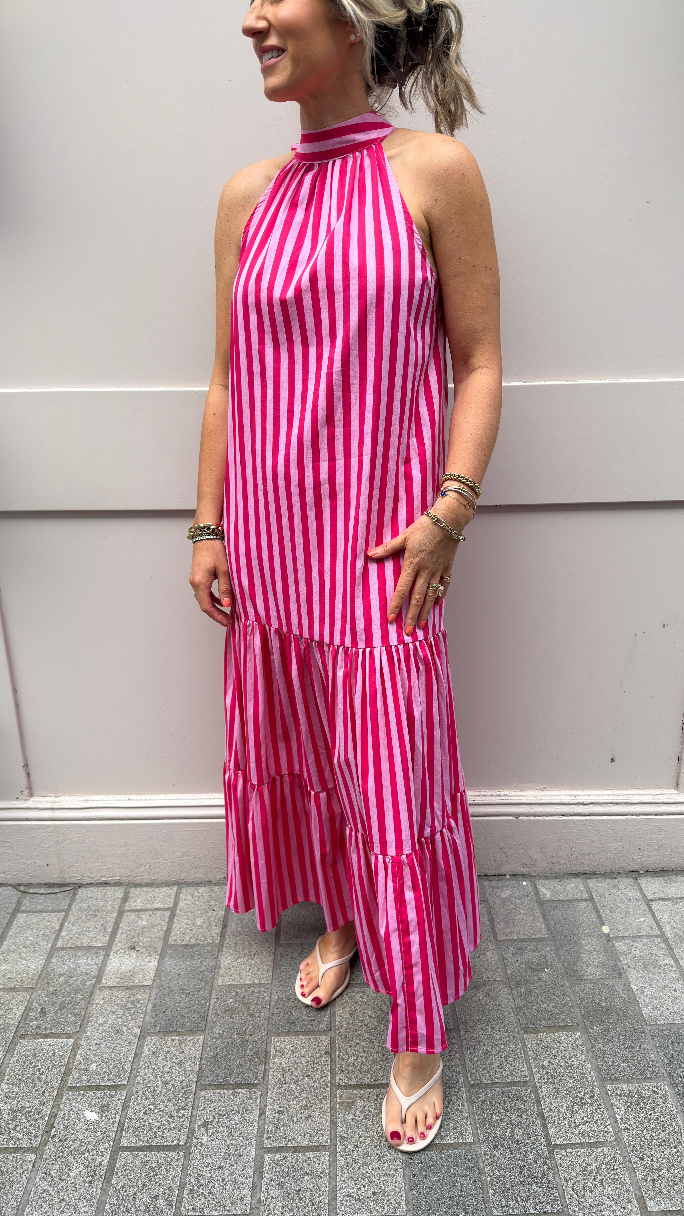 Heidi Pink Stripe Dress