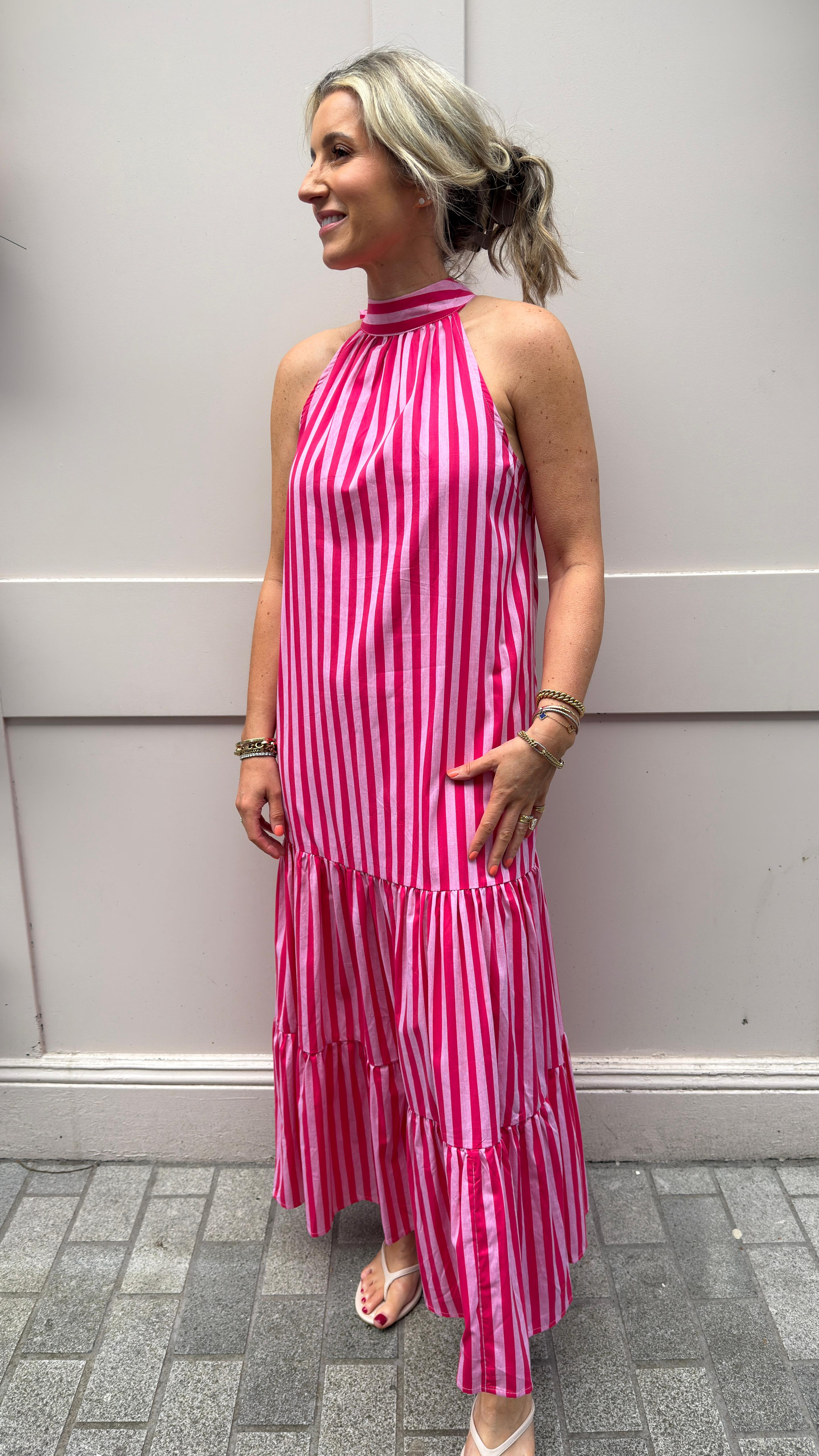 Heidi Pink Stripe Dress