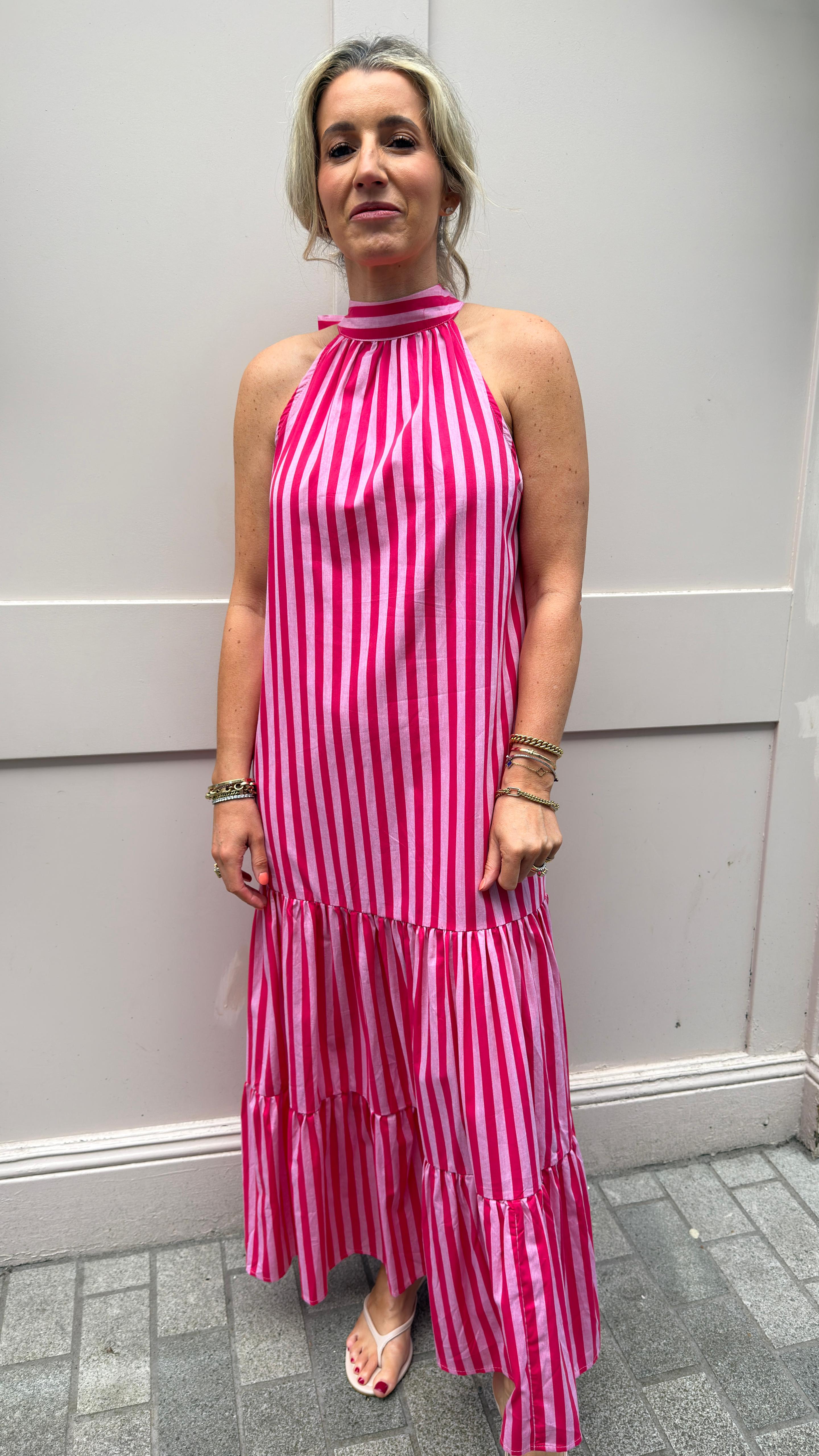Heidi Pink Stripe Dress