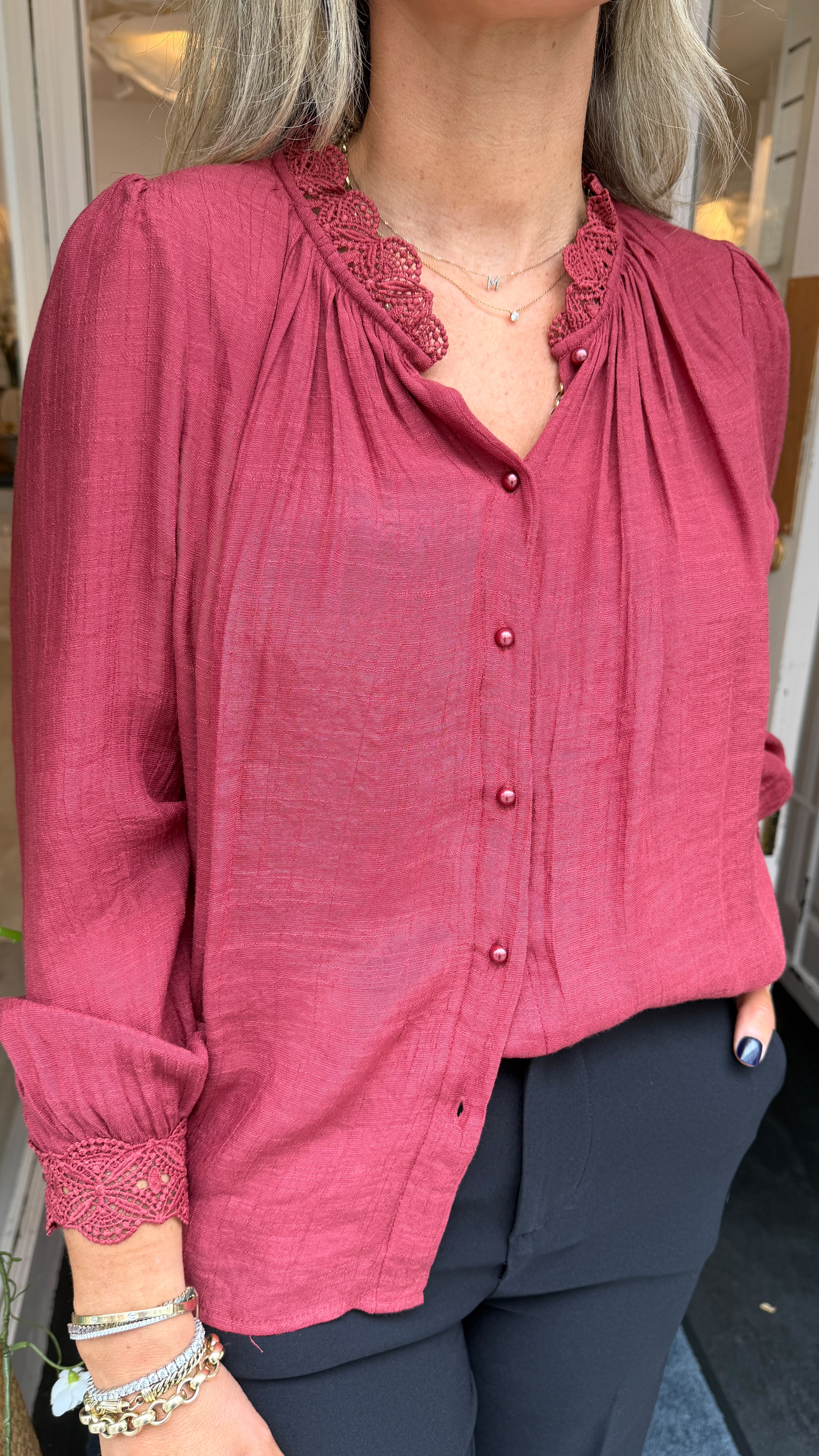 Natalia Burgundy Blouse
