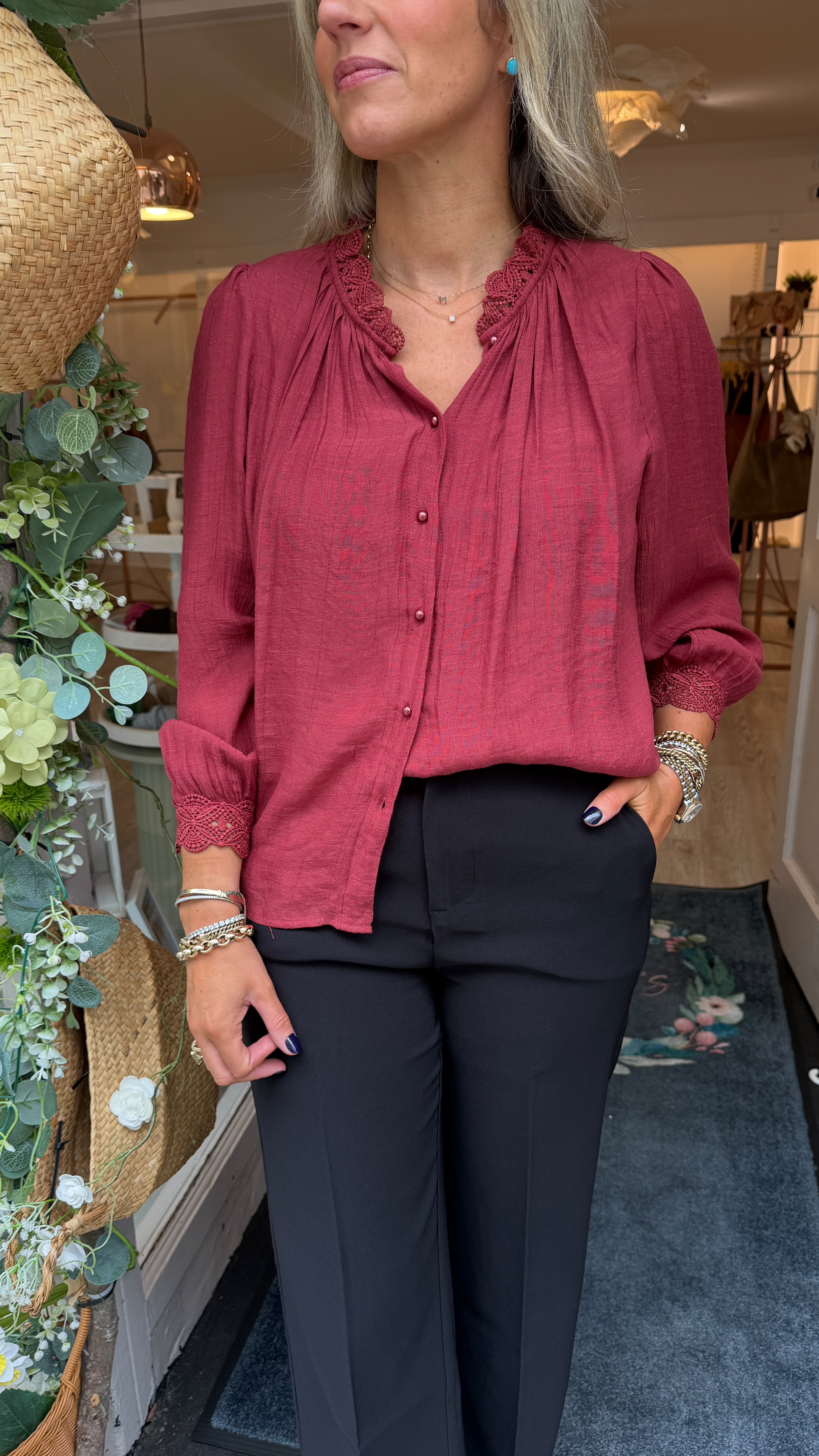 Natalia Burgundy Blouse