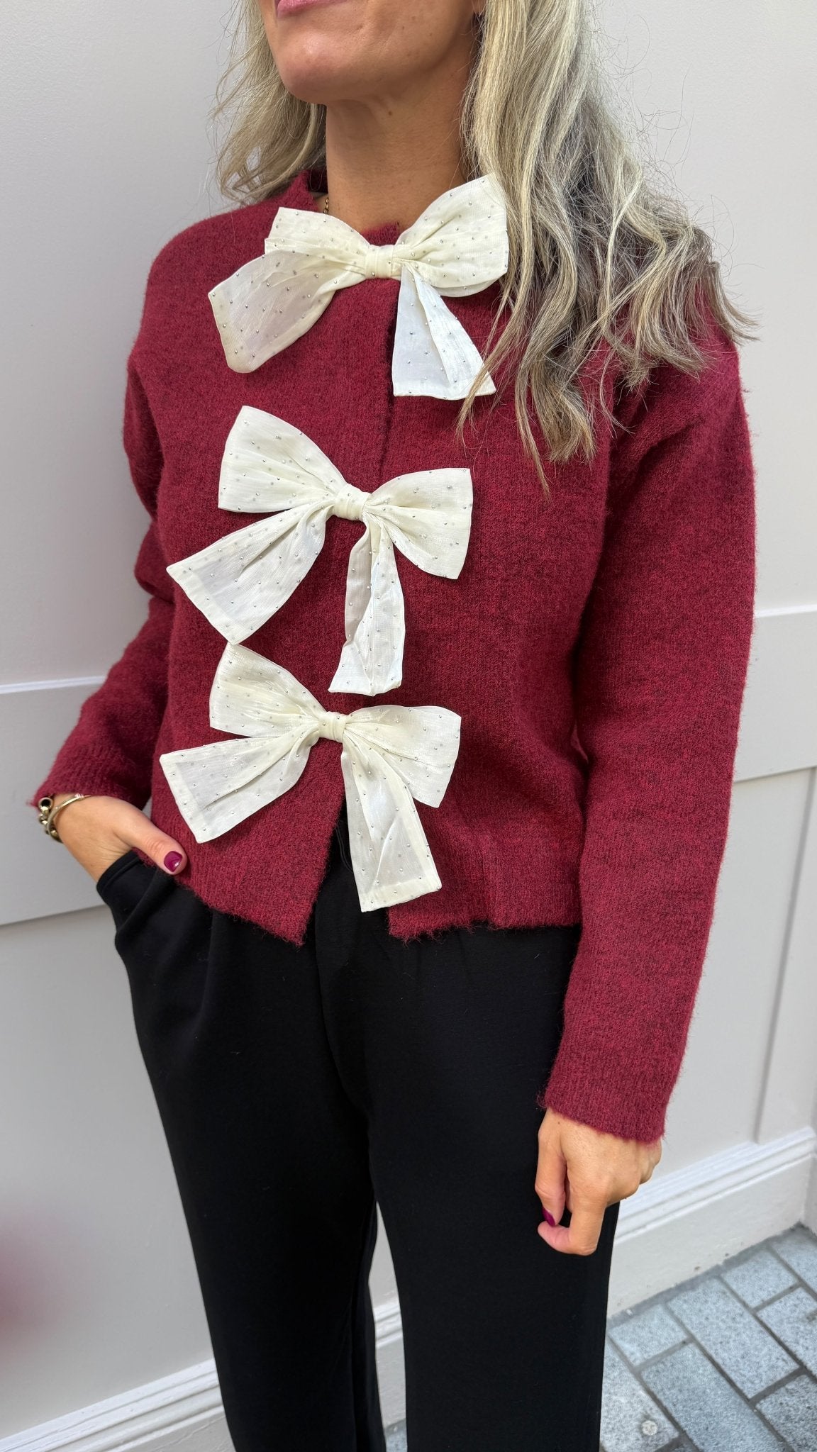 Charlotte Bow Jumper/Cardi - Lily's Boutique