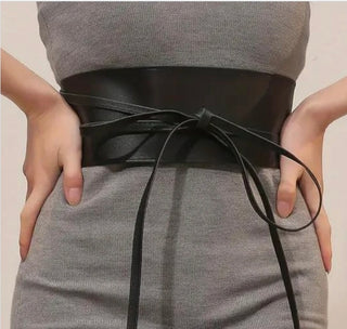 Black Leather Obi belt