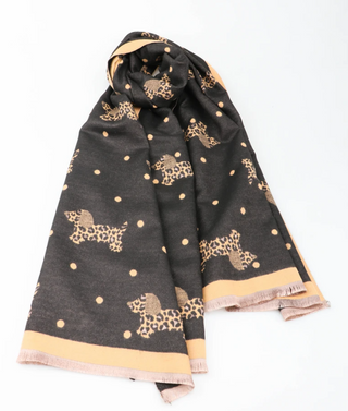Dachshund Black Wool Scarf