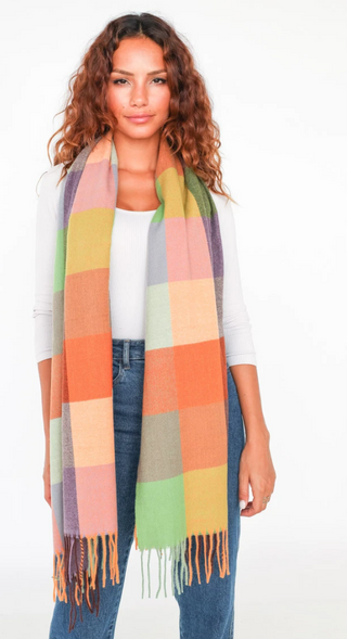 Emily Check Wool Scarf Brown