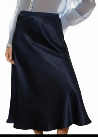 Annetta Satin Skirt Navy