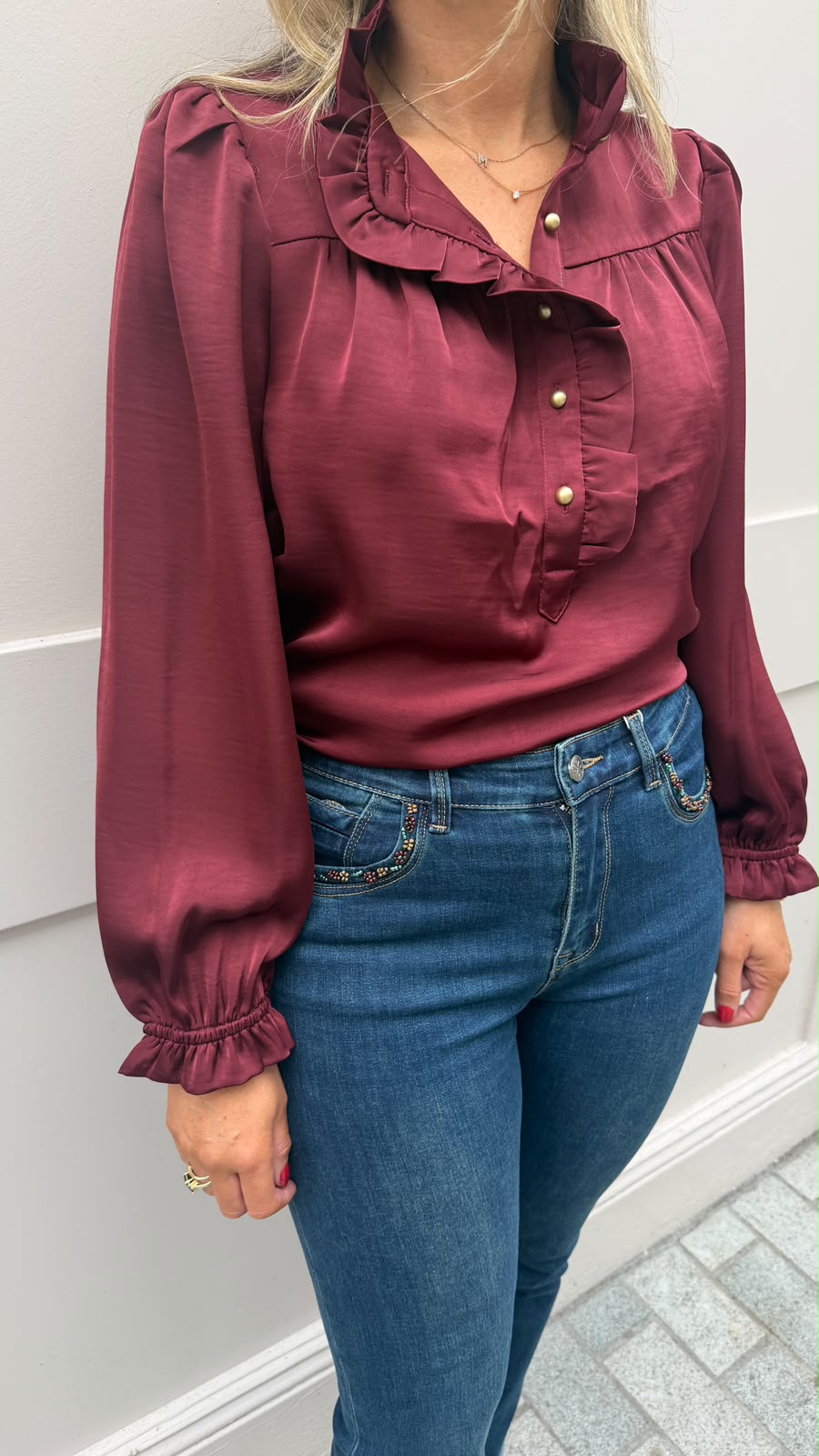 Becca Burgundy Blouse - Lily's Boutique