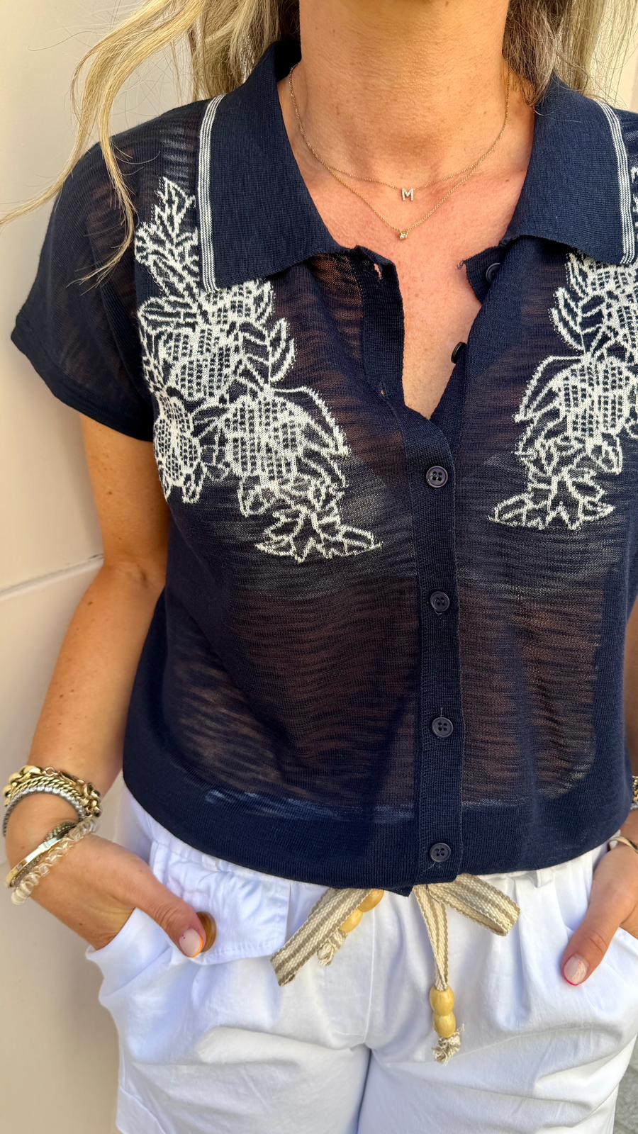 Rose Navy Top