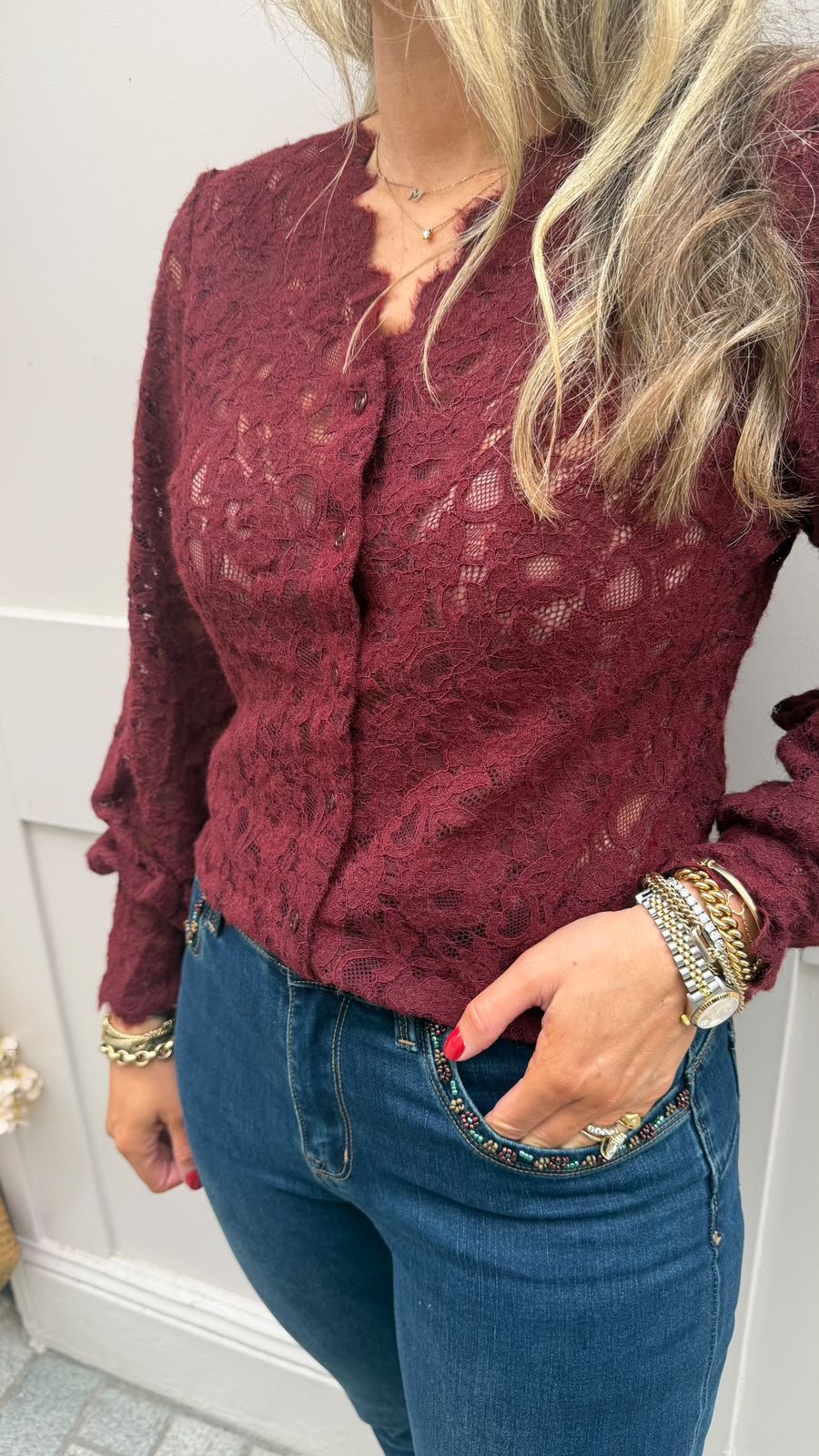 Courtney Burgundy Blouse - Lily's Boutique
