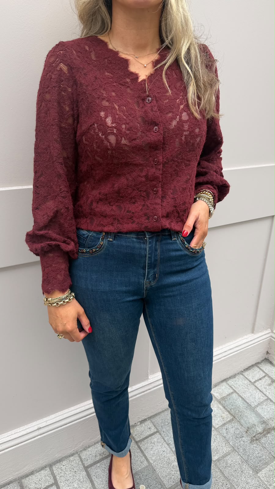 Courtney Burgundy Blouse - Lily's Boutique