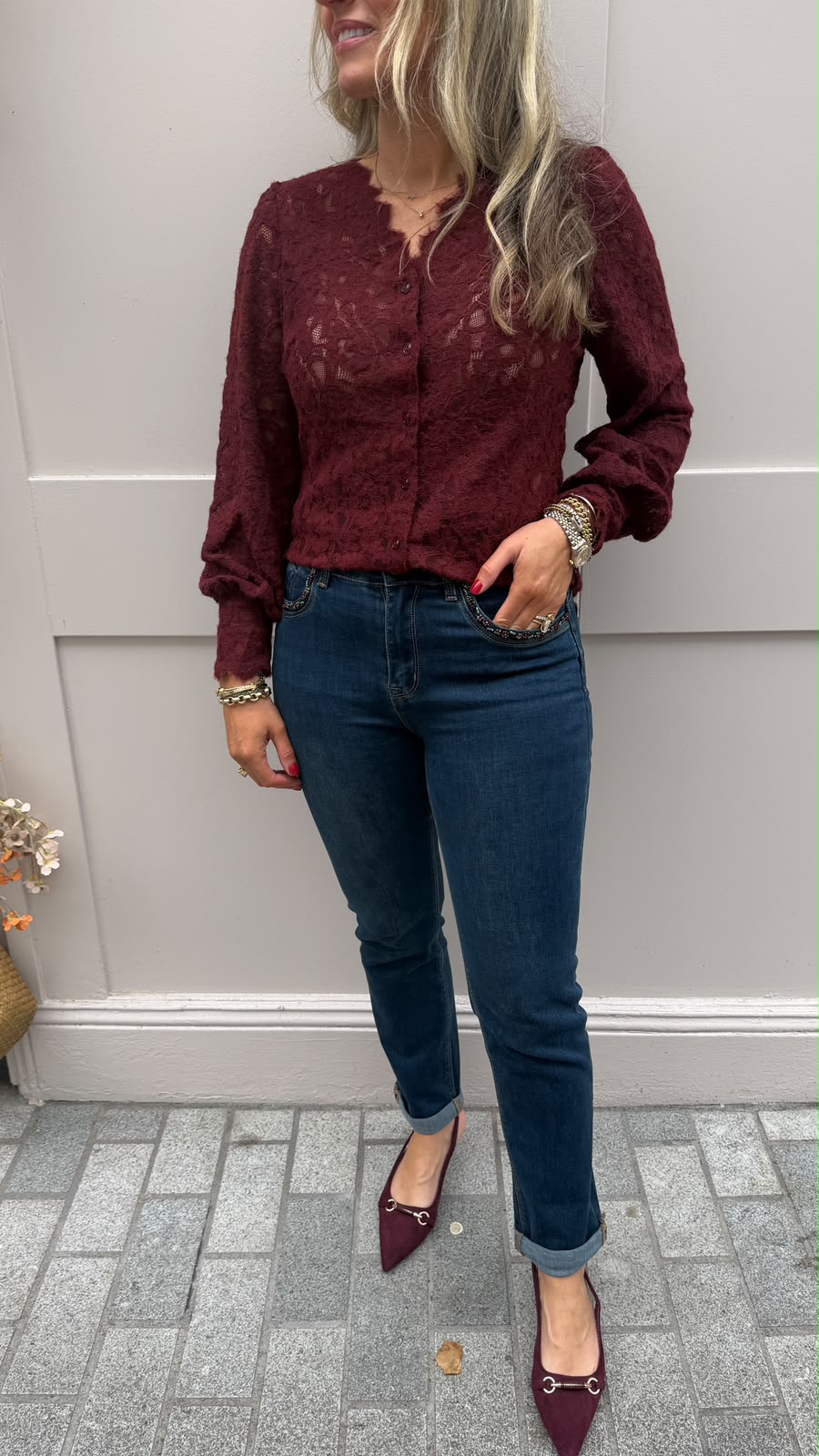 Courtney Burgundy Blouse - Lily's Boutique