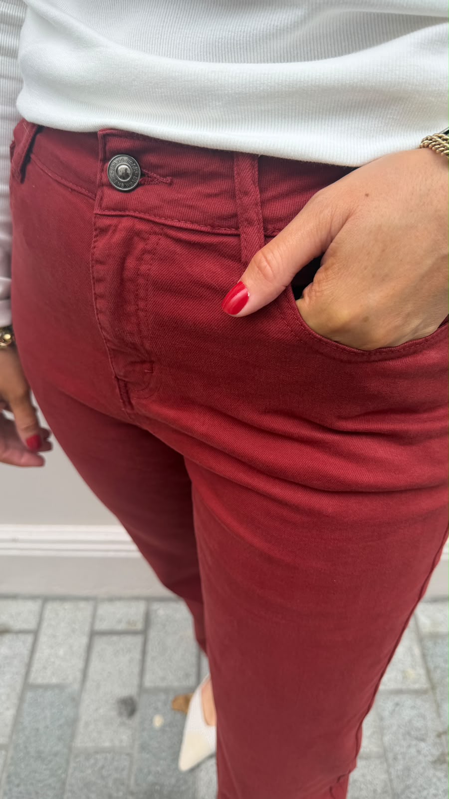 Angela Burgundy Straight-Leg Jeans - Lily's Boutique