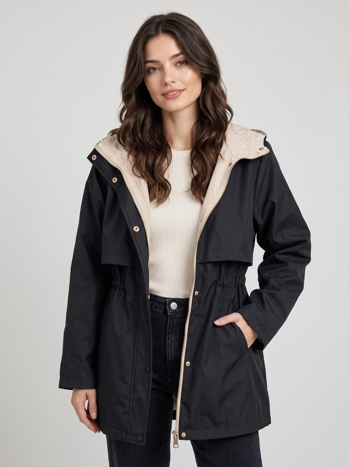 Bianca Jacket Beige & Black Reversible - Lily's Boutique